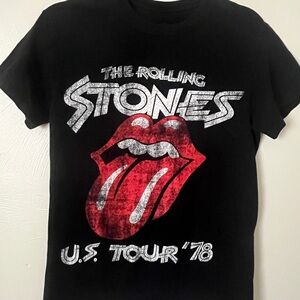 The Rolling Stones US Tour 78 T-Shirt Size Small Black Red Band Rock Music Tee